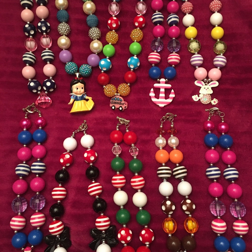 10 girls chunky bubblegum necklaces